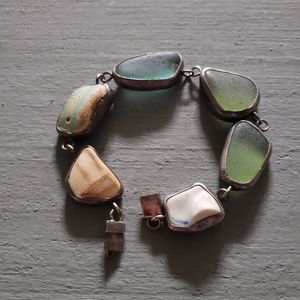 SEA GLASS Sterling Silver Handmade Bracelet